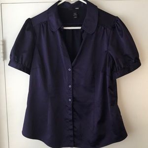 H&M Purple Satin-Like Blouse Sz 16